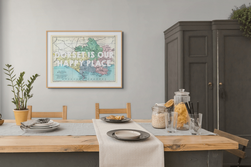 Happy Place Map Print For The Dining Area