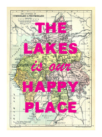 Custom Map Print for Any Location | Personalised Vintage Map Print | Pink Font