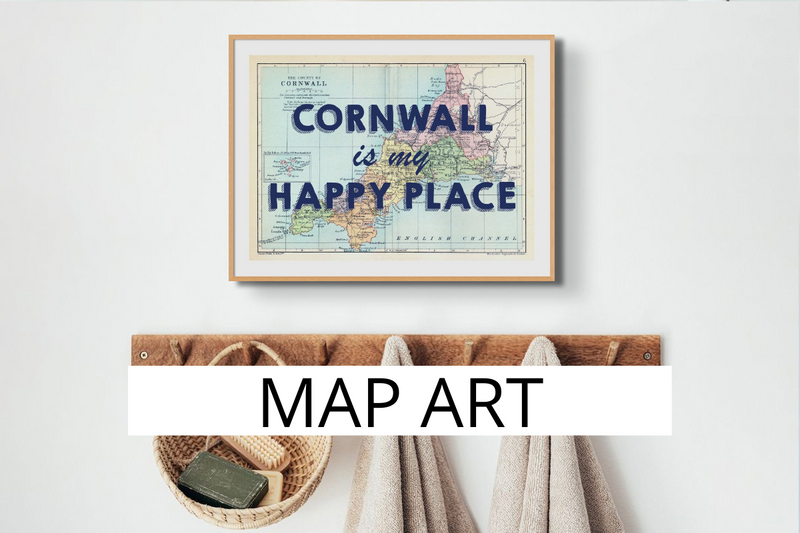 Map Art Prints Link. Cornwall Is My happy place map print