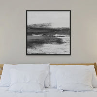 Monochrome Coast | Black & White Beach Painting - Framed