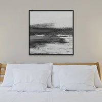 Monochrome Coast | Black & White Beach Painting - Framed Canvas