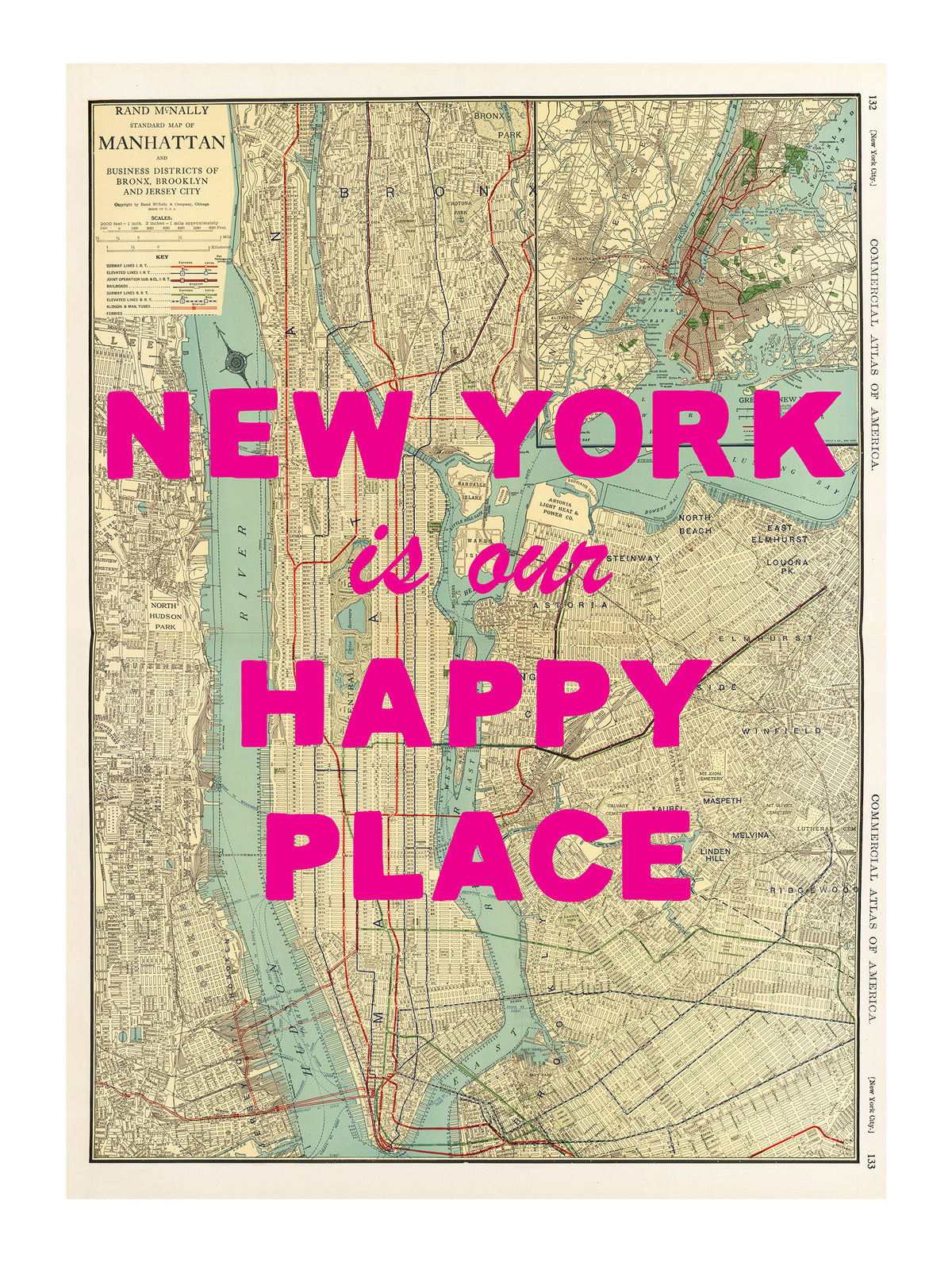 Custom Map Print for Any Location | Personalised Vintage Map Print | Pink Font