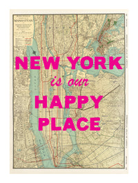 Custom Map Print for Any Location | Personalised Vintage Map Print | Pink Font