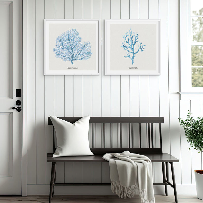 Coral Art Wall Art | Vermillion Coral Painting - Framed - Beach House Art