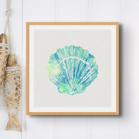 Opal Scallop Shell Art Print | Watercolour Shell Art - Framed