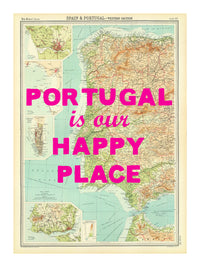 Custom Map Print for Any Location | Personalised Vintage Map Print | Pink Font