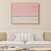 Rose-gold Coastal Painting | Abstract Beach Painting - Framed Wall Art