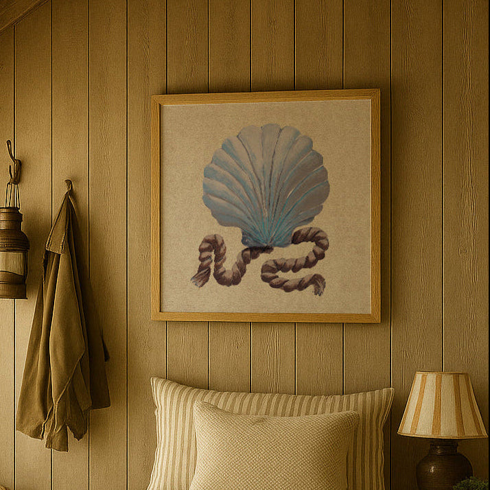 Scallop Shell & Rope | Nautical Art Print - Unframed – Beach House Art