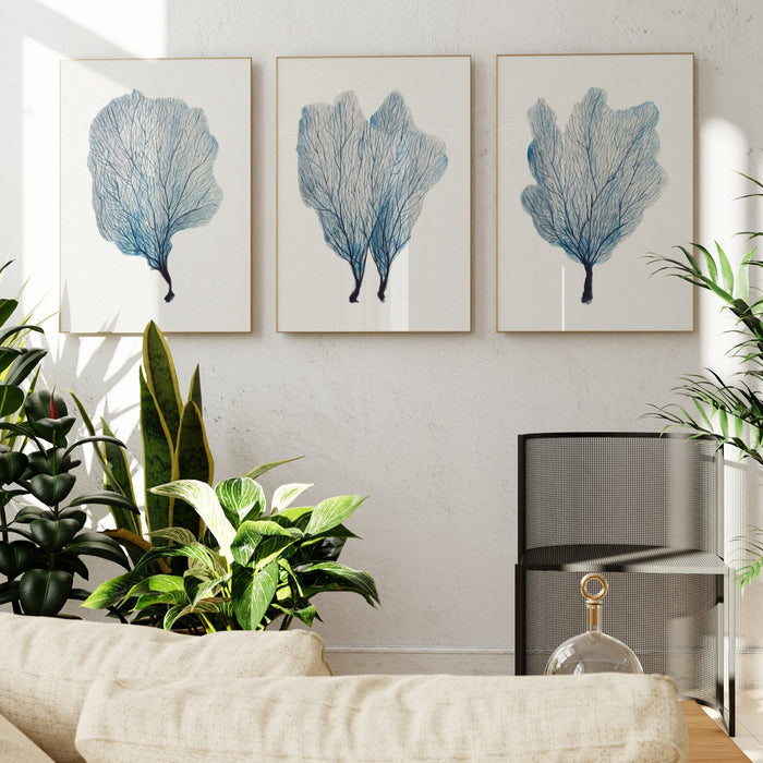 Set of Three Coral Art Prints | Set of coral paintings  - Unframed