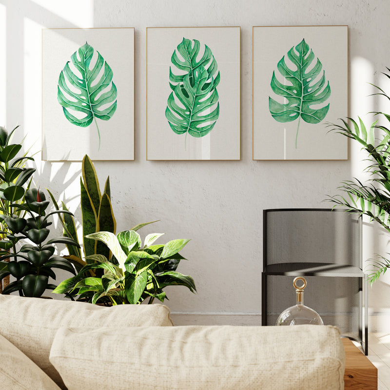 Monstera Leaf Artwork No 3 | Green Botanical  Wall Art - Unframed