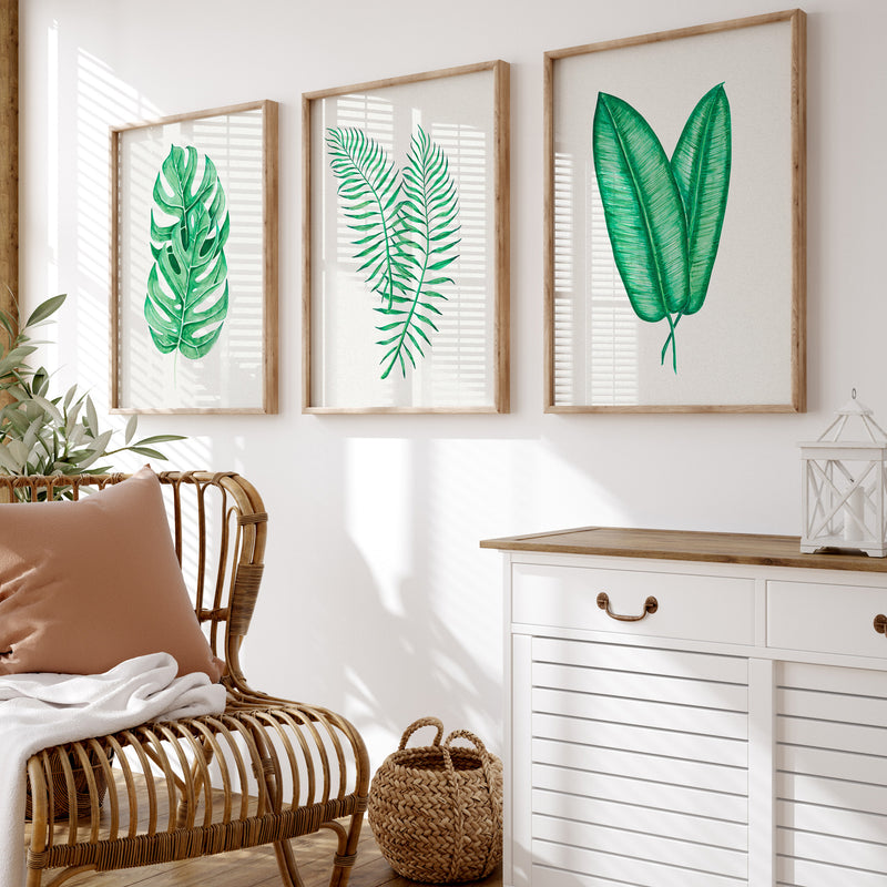 Tropical Leaf Artwork No 2 | Green Botanical  Wall Art - Framed