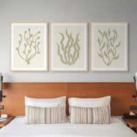 Abstract Neutral Seaweed Art Print No 2 | Coastal Graphic Wall Decor | Handcrafted Lino Cut Design - Unframed