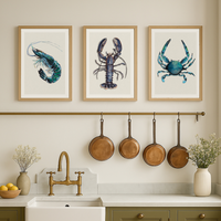 Set of Three Shellfish Art Prints | Set of Prints Perfect For The Kitchen - Unframed