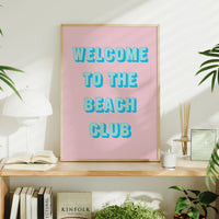 Beach Club Quote Art | Beach Typography Print | Sunfaded Pink - Unframed