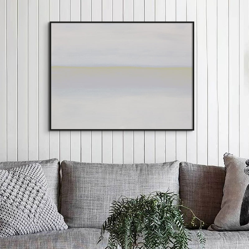 White Sea Painting | Minimal Abstract Coastal Painting - Framed Wall Art