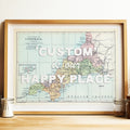 personalised map print - custom map framed