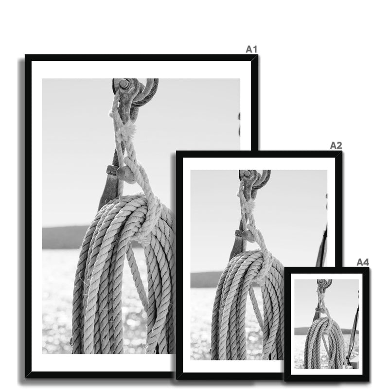 Rope & Tackle Sailing Photograph | Black and White Photography -  Framed Print