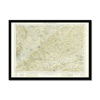 Map print of The Cotswolds framed on a white background