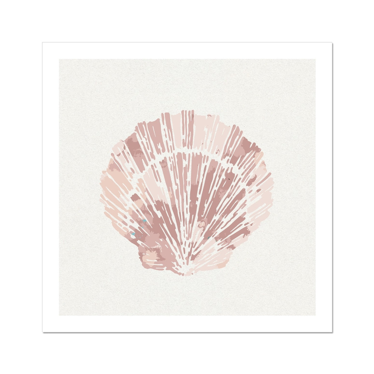 Pink Scallop Shell Art Print | Shell Wall Art - Unframed