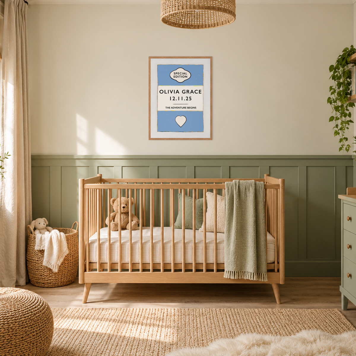 custom baby name art pint in nursery. new born gift for nursery