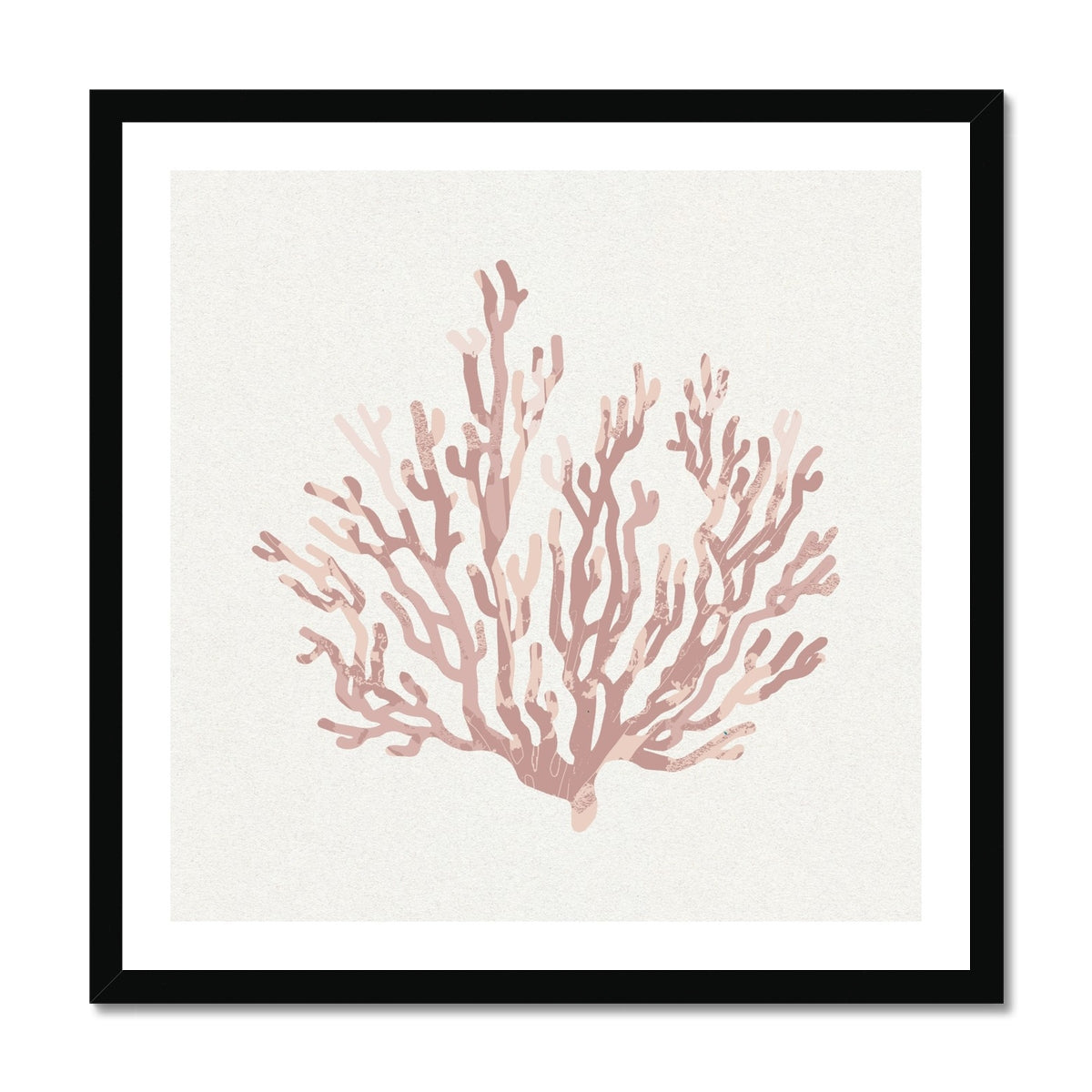 Coral art print - A framed art print featuring a dusty pink coral shell on a beige background.