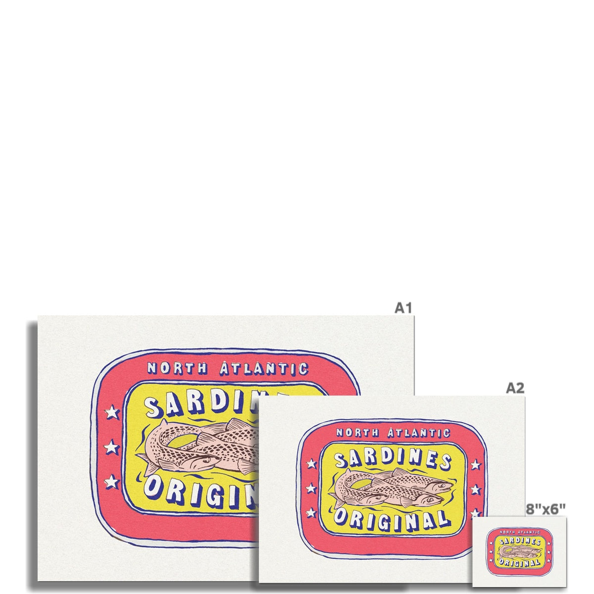 Sardine Tin Painting | Red & Yellow Tin of Sardine Print | Colourful Kitchen Art - Unframed