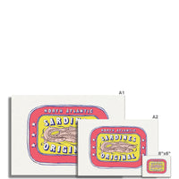 Sardine Tin Painting | Red & Yellow Tin of Sardine Print | Colourful Kitchen Art - Unframed
