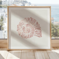 Pink sprial shell wall art print - shell painting