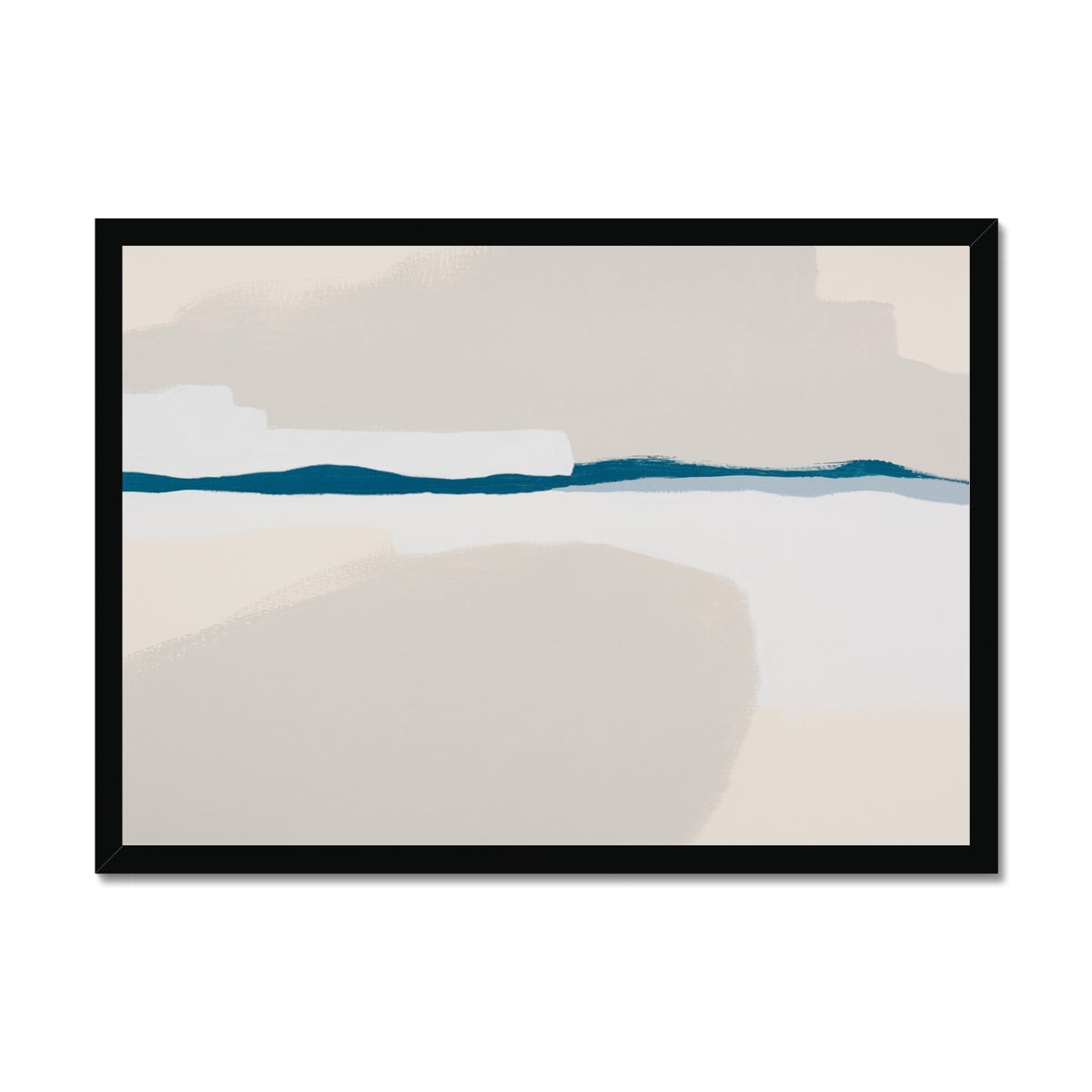 Framed abstract art with wavy lines on a white background