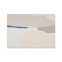 Abstract art piece with geometric shapes in beige, white, and blue on a beige background