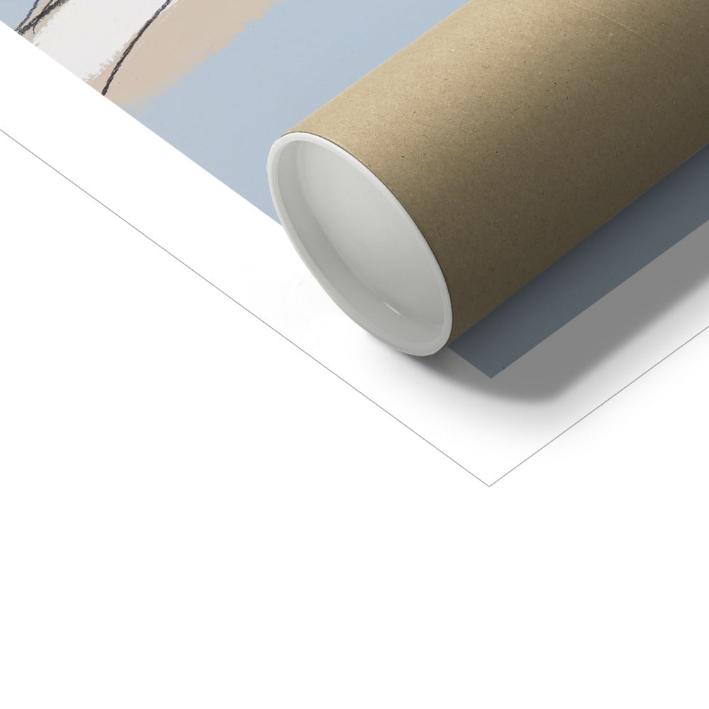 Roll of wallpaper with a neutral color palette on a white background