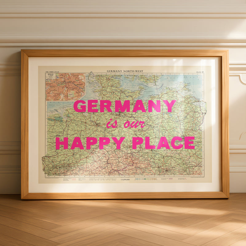 Custom Map Print for Any Location | Personalised Vintage Map Print | Pink Font