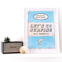 Let's Go Surfing (Vintage Book Art) - Framed