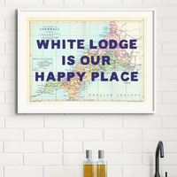 Custom Map Print for Any Location | Personalised Vintage Map Print | Blue Font