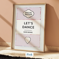 personalised song print first dance song wall art with song title and artist in pink