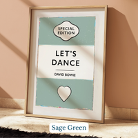 Personalised song print first dance song wall art with song title and artist in sage green.
