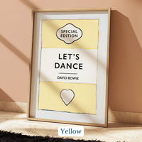 personalised song print first dance song wall art with song title and artist in yellow