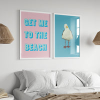 Get Me To The Beach Quote Art | Beach Typography Print | Seafoam Blue - Unframed