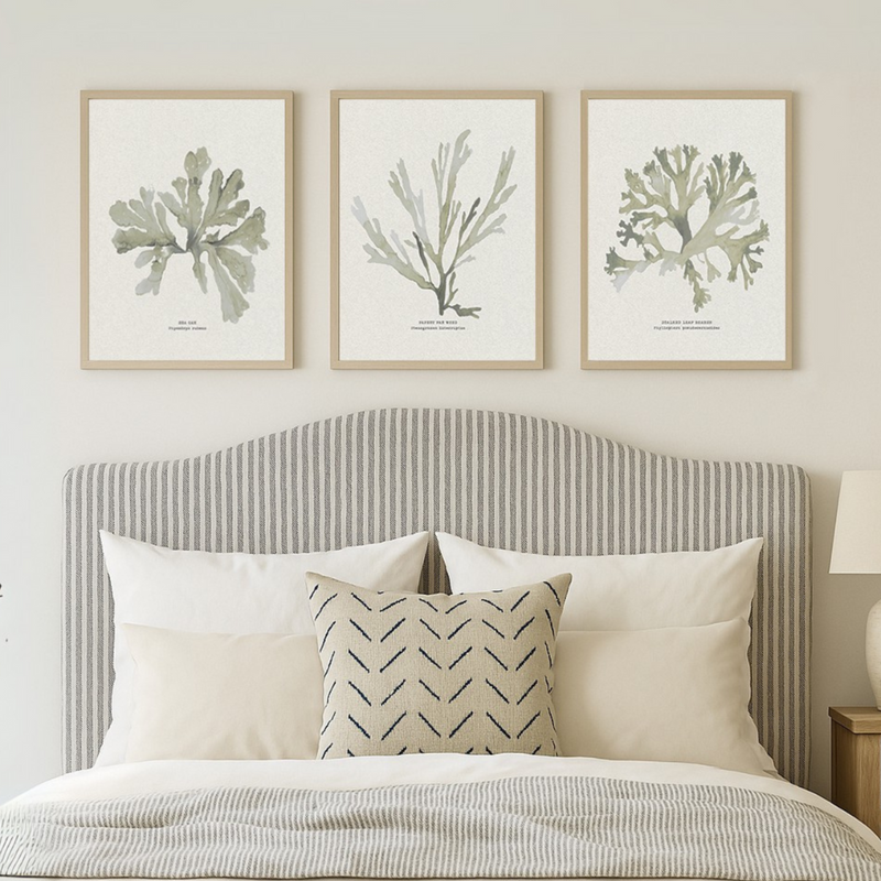 Set of Three Green Seaweed Prints - Unframed