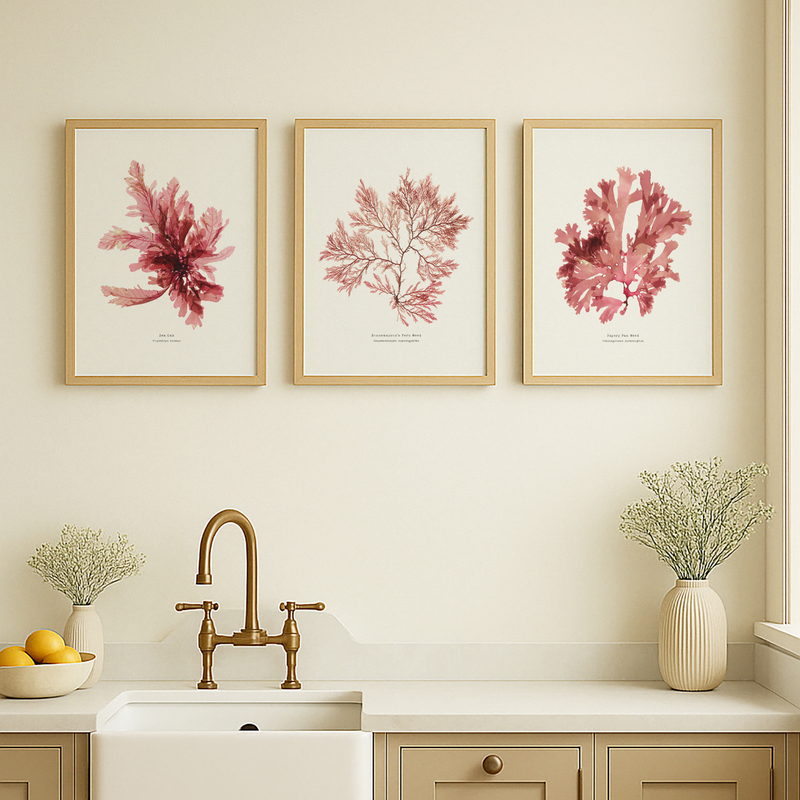 Set of Three Pressed seaweed prints - Unframed