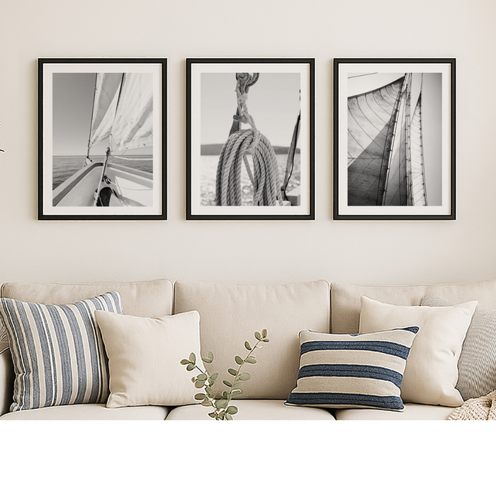 Set of Three Sailing Photo Prints - Framed