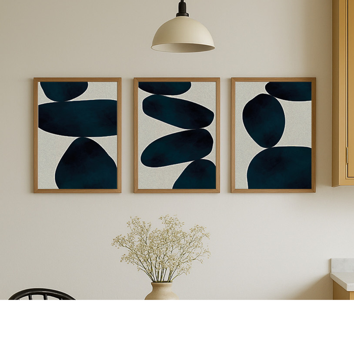 Set of Three Indigo Balancing Stones - Unframed