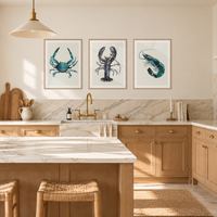 set of three kitchen art prints in handmade kitchen