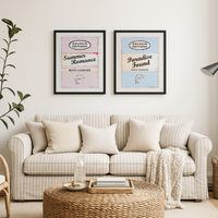 Set of Two Vintage Book Cover Style Prints with Quotes | Summer Paradise Quote Prints  - Unframed