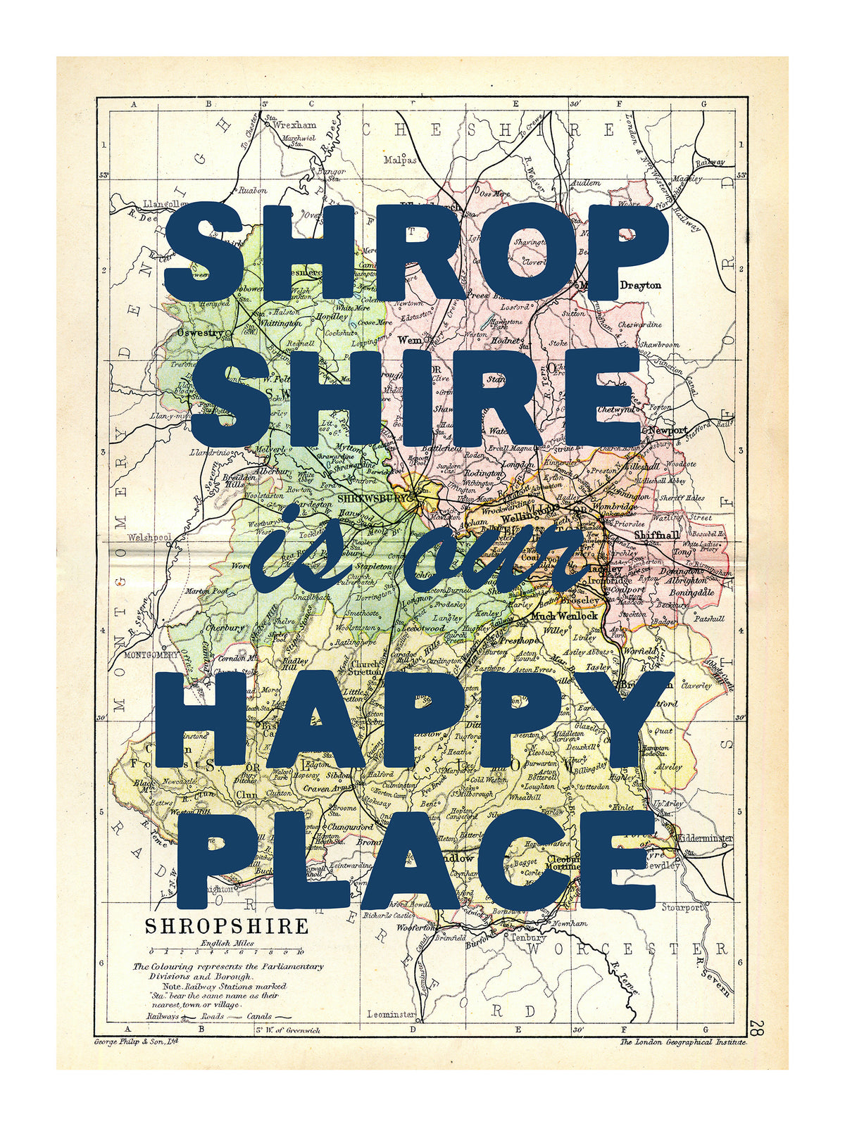 Personalised Vintage Map Print | Custom Location Gift | Favourite Place Art