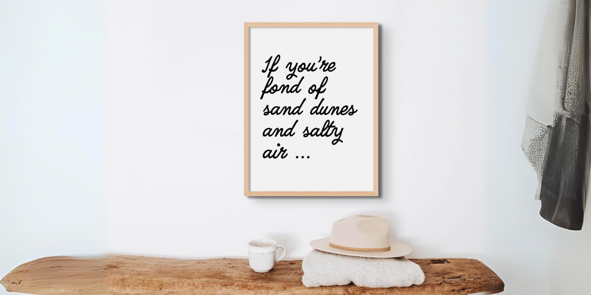 a framed typography art from in black and white of song lyrics. black and white word art by beach house art