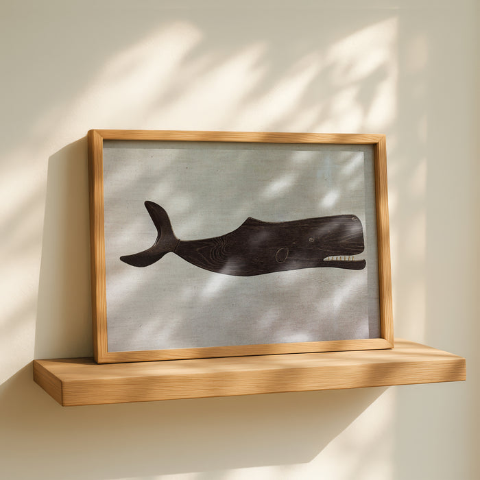 Weathervane Whale Art | Vintage Whale Print | Grey - Unframed