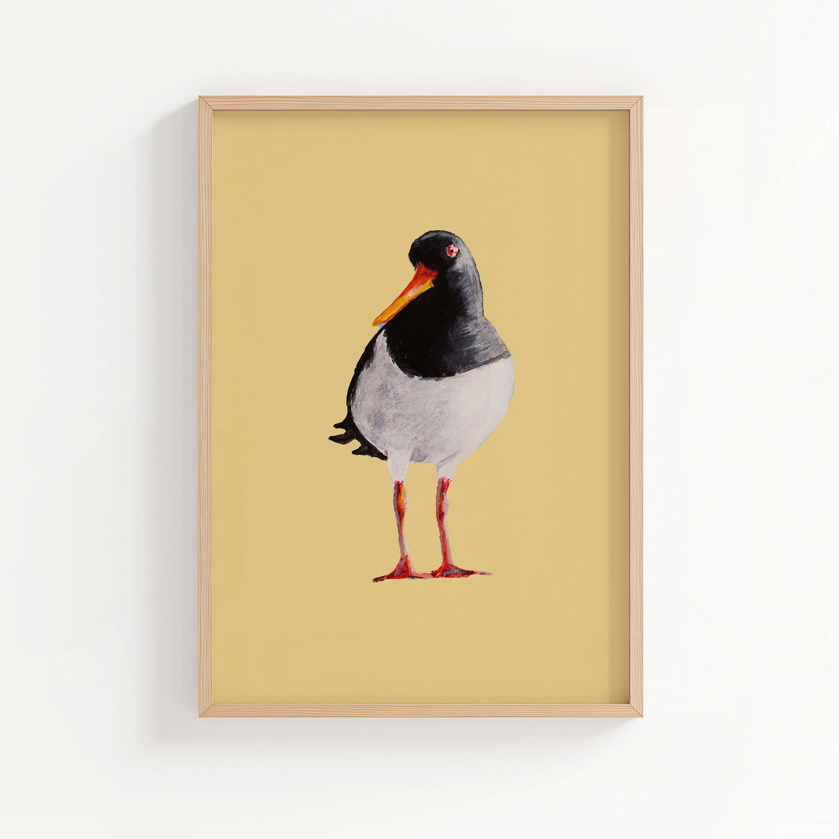 Oyster Catcher Bird Painting | Bird Art Print | Yellow Sand - Unframed