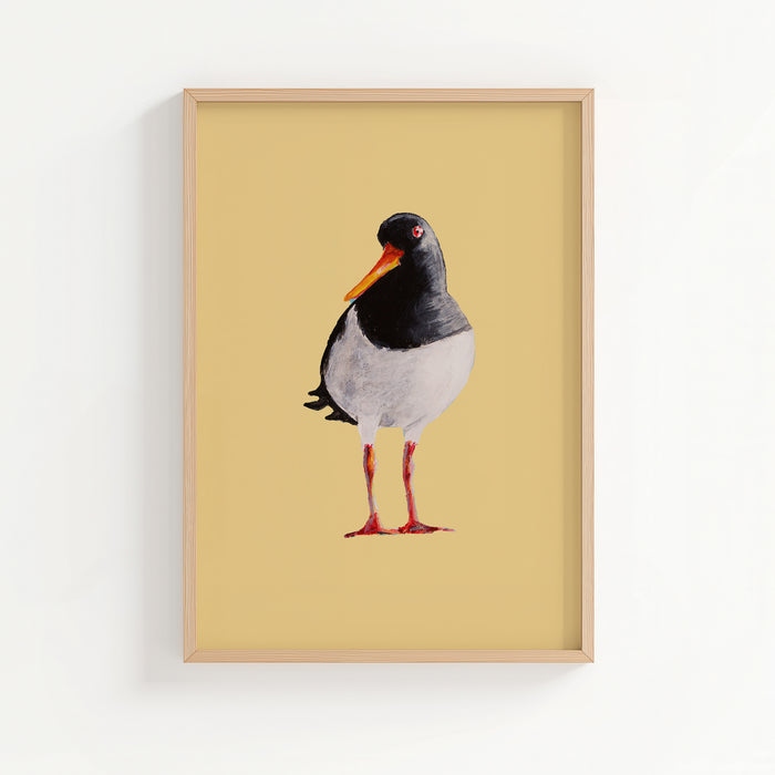 Oyster Catcher Bird Painting | Bird Art Print | Yellow Sand - Unframed