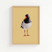 Oyster Catcher Bird Painting | Bird Art Print | Yellow Sand - Unframed
